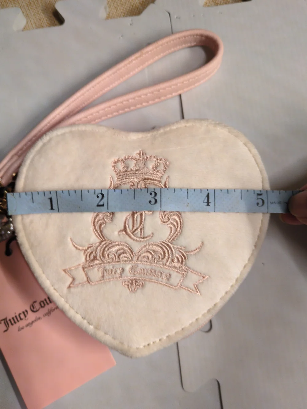 Juicy Couture Heart Wristlet in Cream and Pink